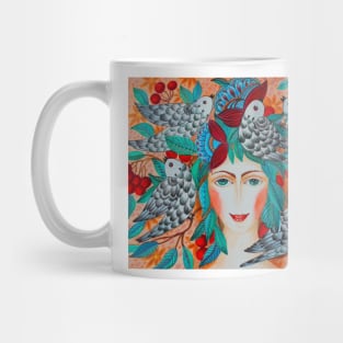 Birds Queen Watercolor Illustration Mug